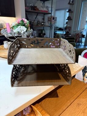 RARE: GG Collection Acanthus Scroll Work Metal Office File Trays